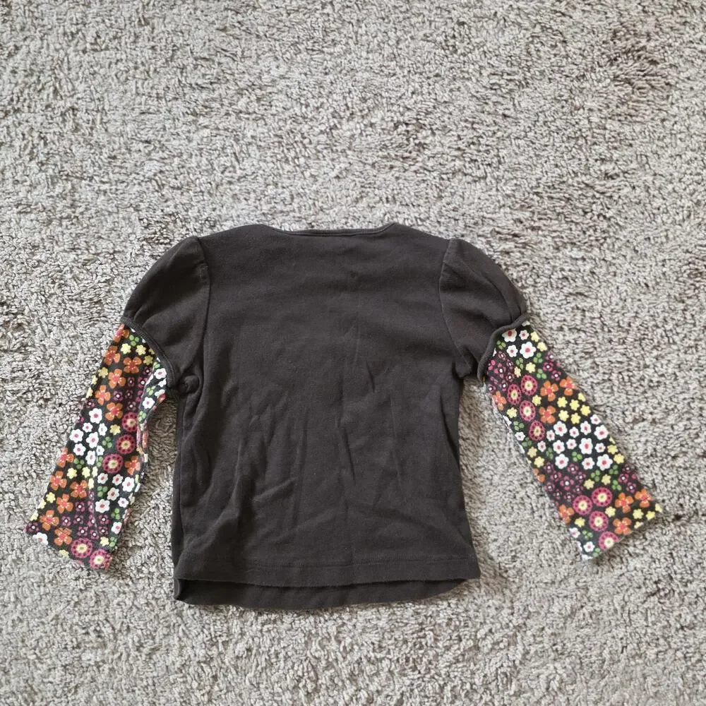 Gymboree Falling For Autumn Tshirt 18-24 Months Long Sleeve Top Squirrel Floral
